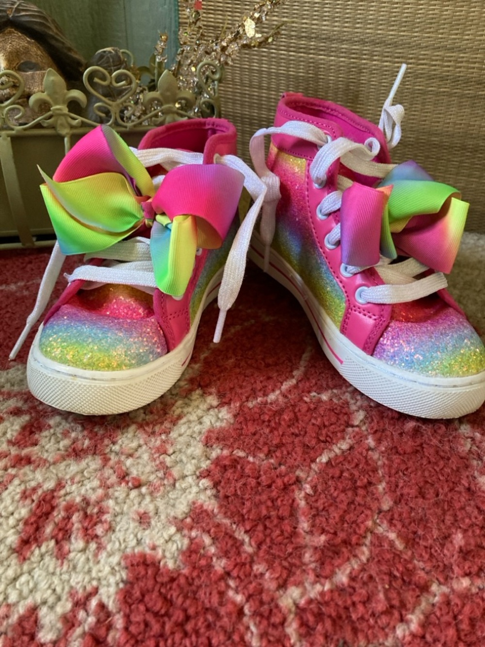 Girls Jo Jo Siwa Size 13 rainbow glitter high top sneakers